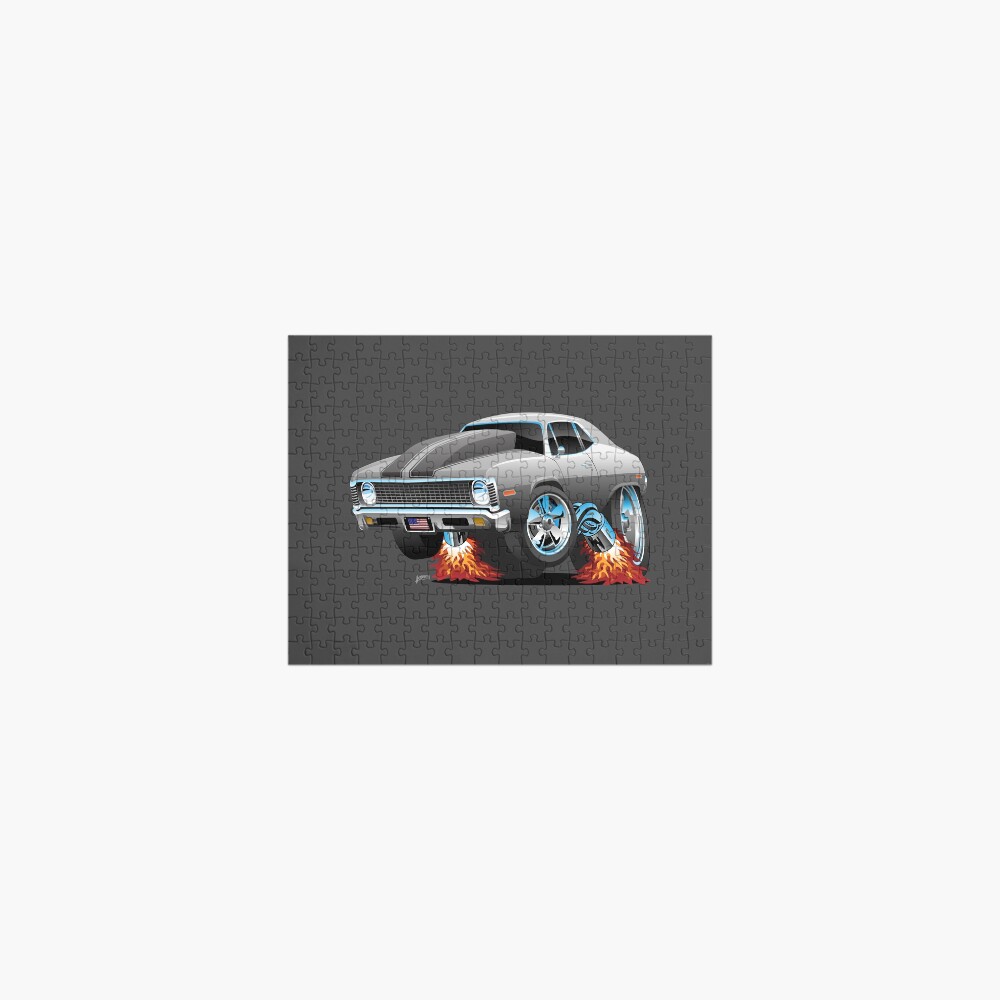Classic American Muscle Car Hot Rod Cartoon Jigsaw Puzzle