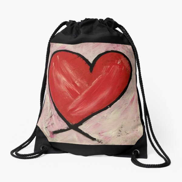Heart Painting Drawstring Bag
