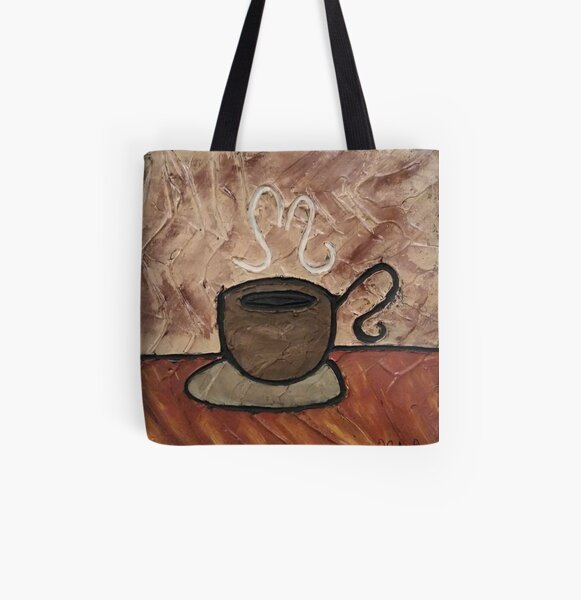 Coffee Cup Painting All Over Print Tote Bag