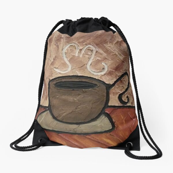 Coffee Cup Painting Drawstring Bag