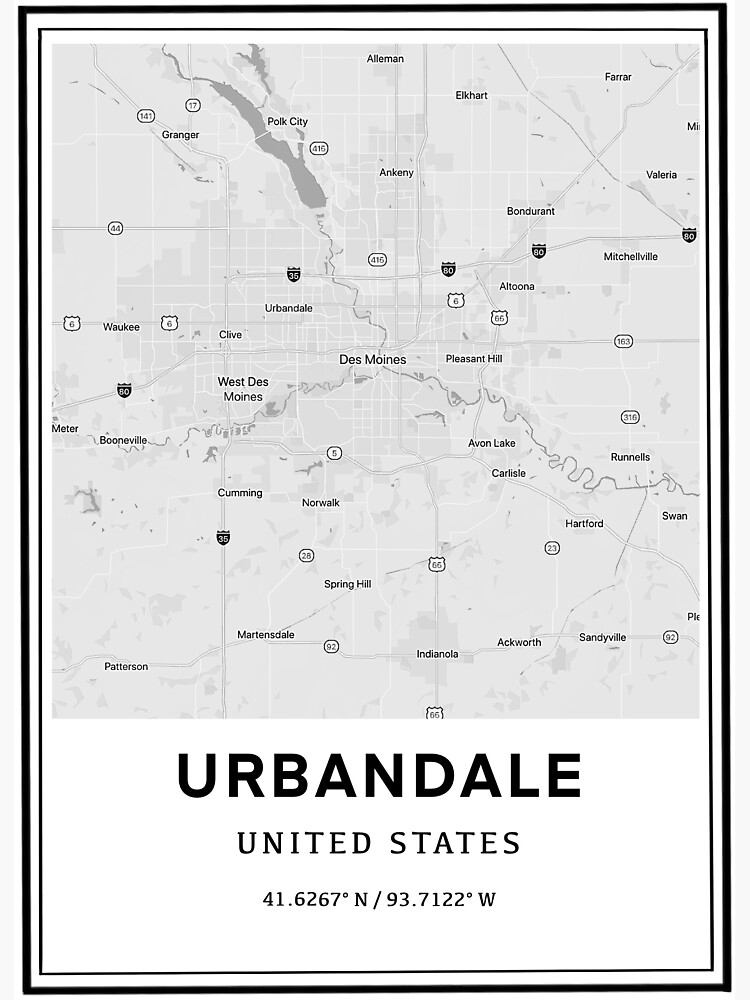 "Urbandale Iowa Map and Coordinates" Sticker for Sale by Outtahere23