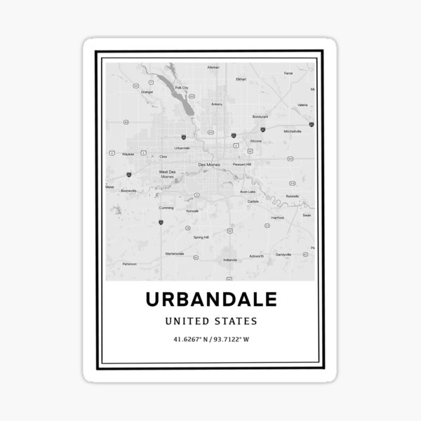 "Urbandale Iowa Map and Coordinates" Sticker for Sale by Outtahere23