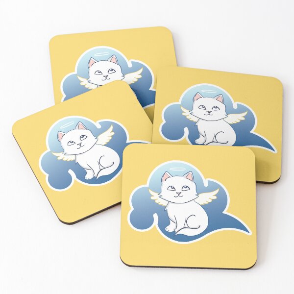 Item preview, White Winged Cartoon Angel Cat on Cloud designed and sold by Creacats.