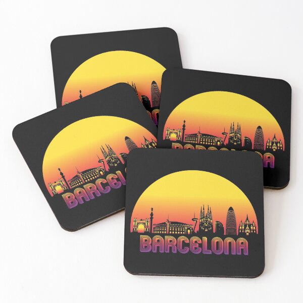 Item preview, Barcelona City Skyline with Retro Sunset designed and sold by CoolSilhouettes.