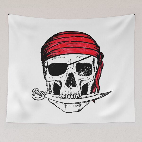 Item preview, Pirate skull red scarf designed and sold by lapetiteart.