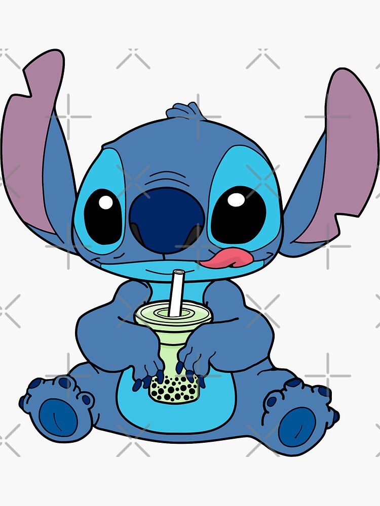 "Stitch With Honeydew Boba Drink" Sticker for Sale by lojains | Redbubble