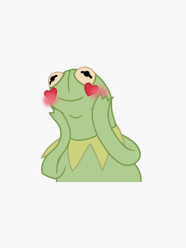 "Cute Blushing Kermit" Sticker by maeshea13 Redbubble