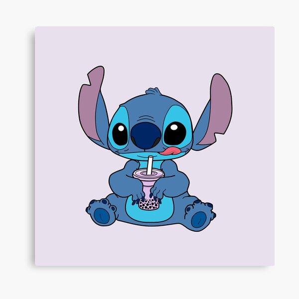 Stitch With Taro Boba Drink Canvas Print