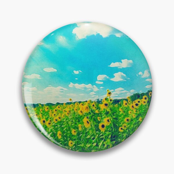 Item preview, Nature Aesthetic Watercolor Painting Collection Set ~ Bright Cloudy Blue Sky Over Green Field of Sunflowers ~ Face Mask Pattern 2 designed and sold by Neon-Wolf.
