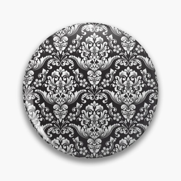 Item preview, Patrón negro Costuras Damasco Floral diseño flor designed and sold by LynksArts.