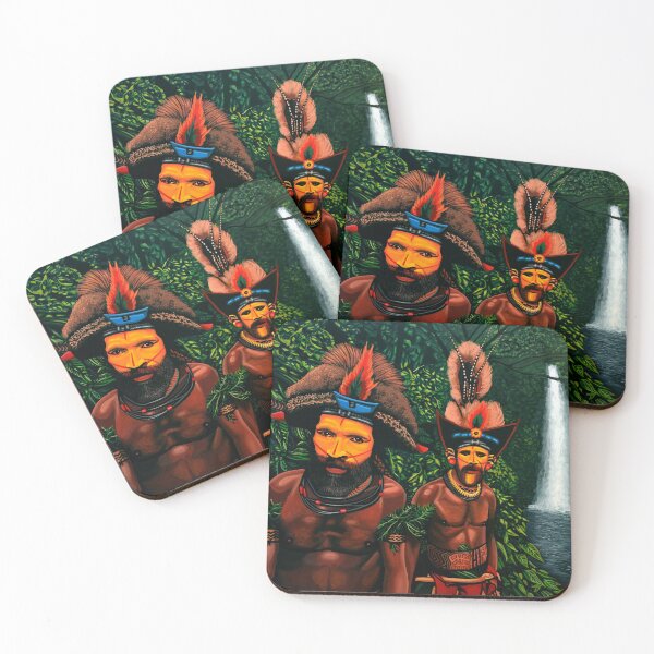 Item preview, Huli men in the jungle of Papua New Guinea Painting designed and sold by PaulMeijering.