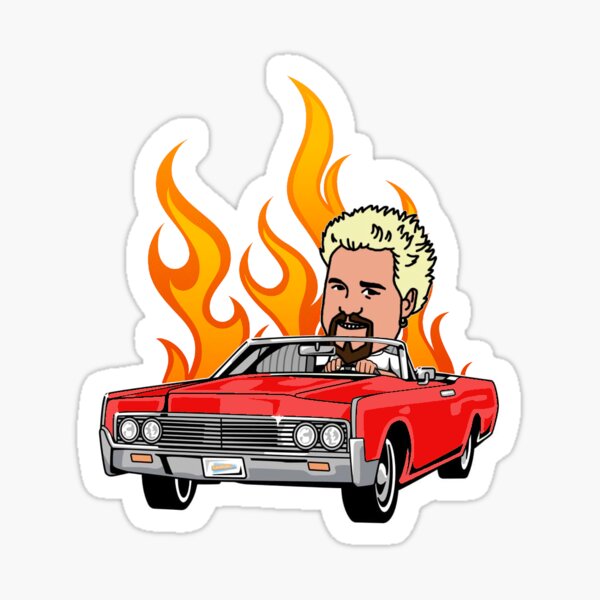 Guy Fieri On The Way To Flavor-Town In His Convertible Sticker