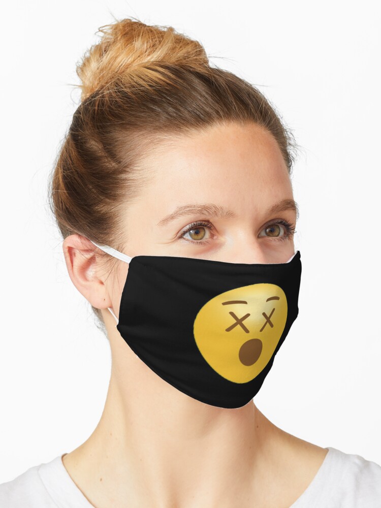 X Augen Uberraschte Emoji Gesichtsmaske Maske Von Goodvibesonly13 Redbubble