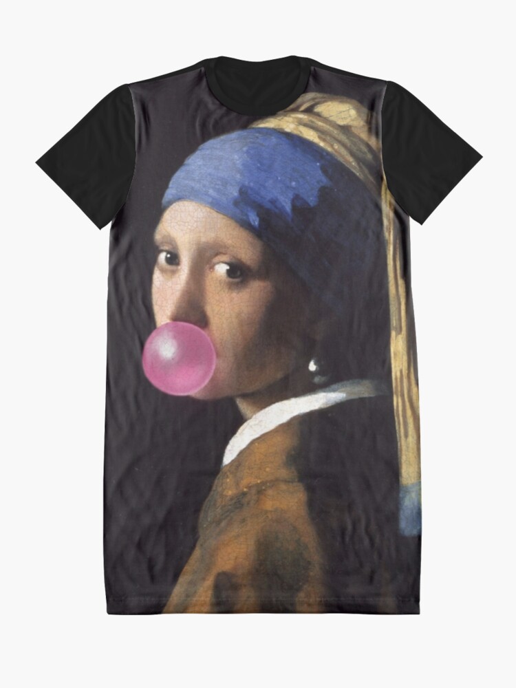 Alternate view of Girl With Pearl Earring Gum Graphic T-Shirt Dress