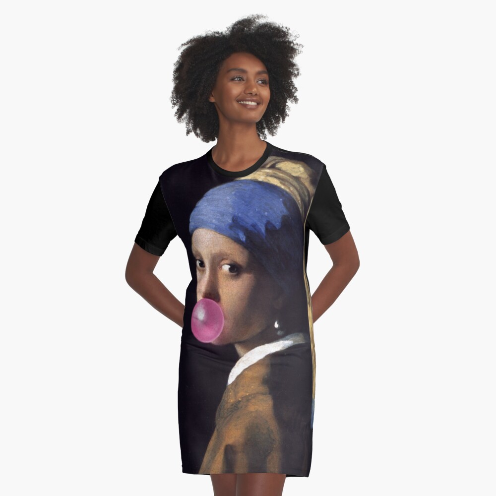 Girl With Pearl Earring Gum Graphic T-Shirt Dress