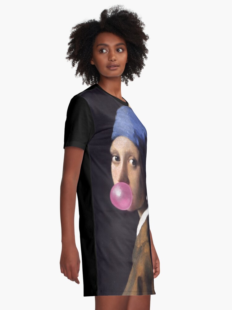 Alternate view of Girl With Pearl Earring Gum Graphic T-Shirt Dress