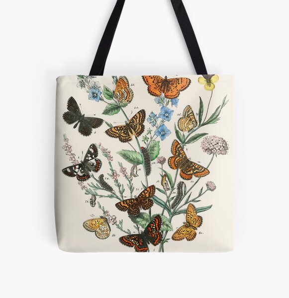 Aperçu de l'œuvre Papillons et fleurs de Cottagecore Illustration scientifique Art créée et vendue par NatureCore.