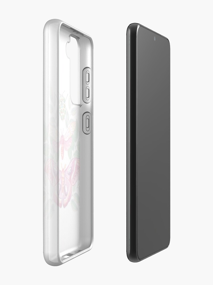 Alternate view of Butterflies and Beetle Magical trio pink & turquoise_watercolour Samsung Galaxy Phone Case