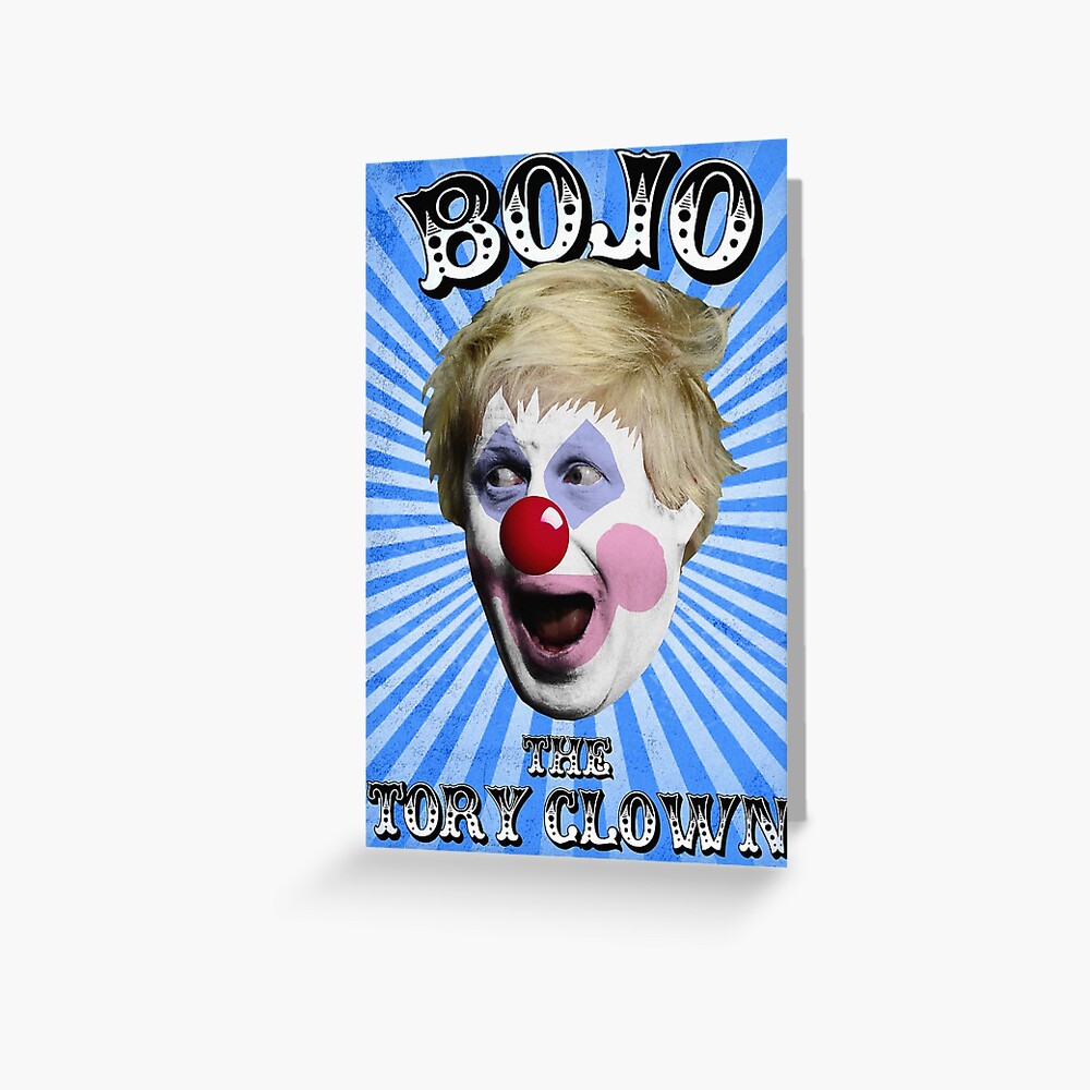 satire conservatives BOJO greeting cards UK tories humour Boris Johnson red bus political Brexit pressy on its way funny birthday