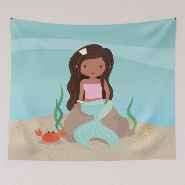 Item preview, Cute Black Mermaid Girl designed and sold by rustydoodle.