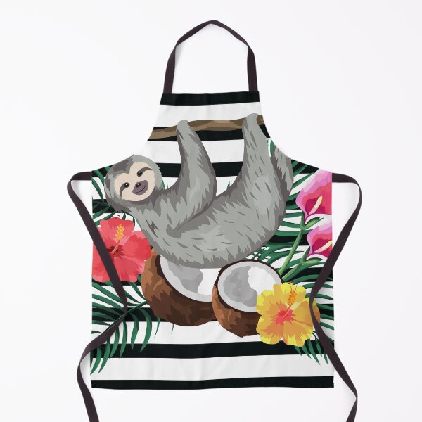 Item preview, Tropical Sloth | Striped black and white backgound designed and sold by caribbeanvibes.