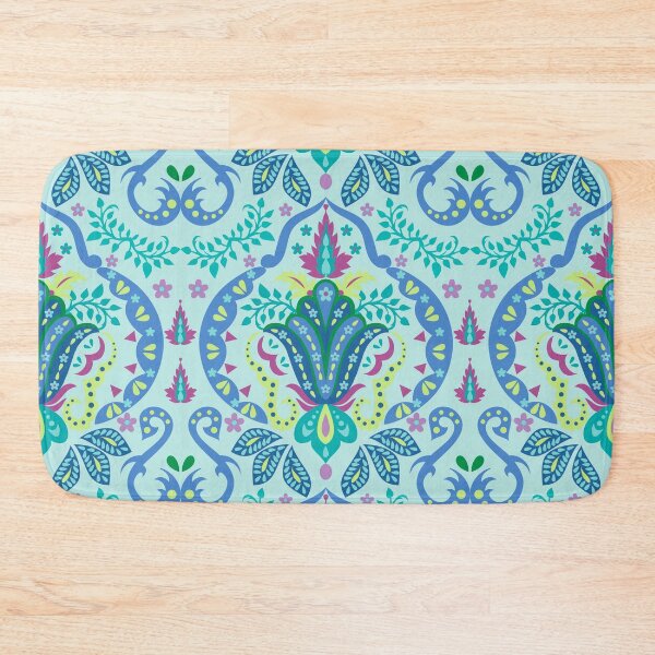Item preview, Floral Damask Modern Turquoise Blue designed and sold by phyllisdobbs.