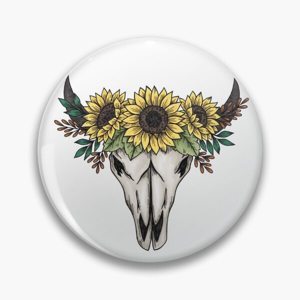 Item preview, Cow skull with sunflowers designed and sold by WildPilotLLC.