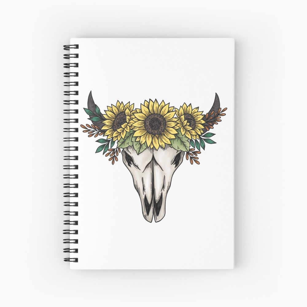 Cow Skull With Sunflowers Art Print By Wildpilotllc Redbubble