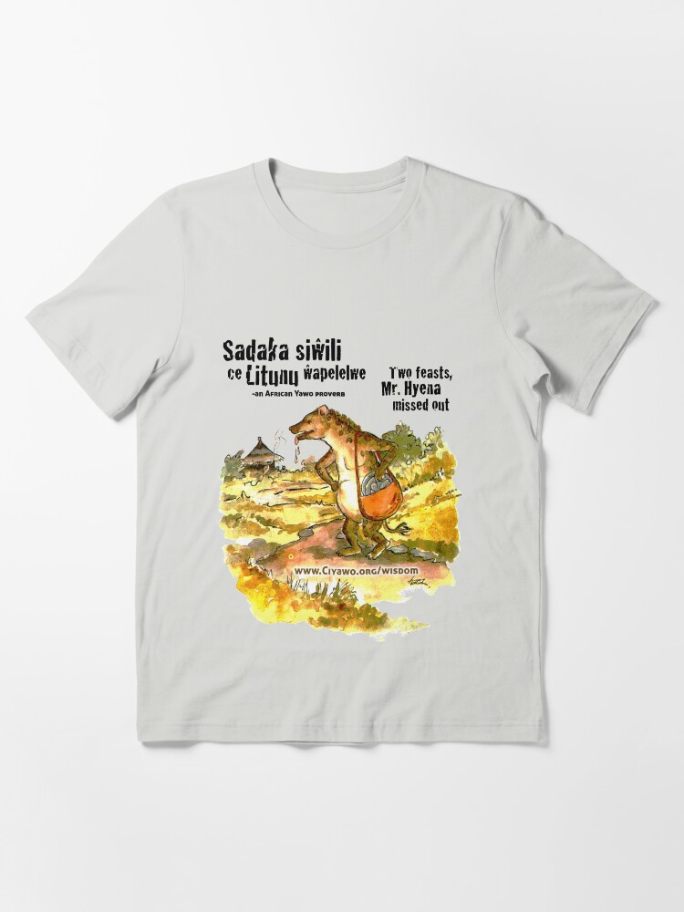 Alternate view of Mr. Hyena, Two Sadakas - black text Essential T-Shirt