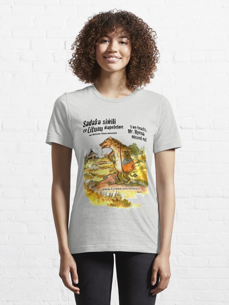 Alternate view of Mr. Hyena, Two Sadakas - black text Essential T-Shirt