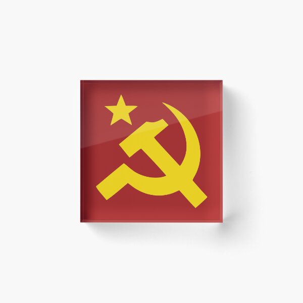 Communism Hammer Sickle Flag Acrylic Block
