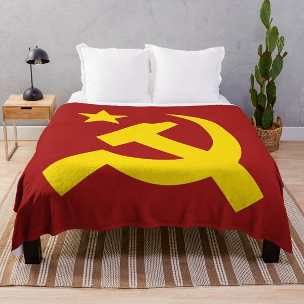 Communism Hammer Sickle Flag Throw Blanket