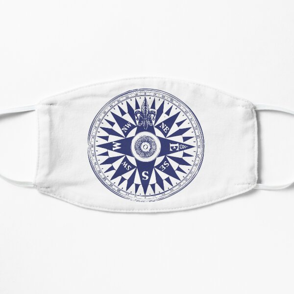 Nautical Compass | Vintage Compass | Navy Blue and White | Flat Mask