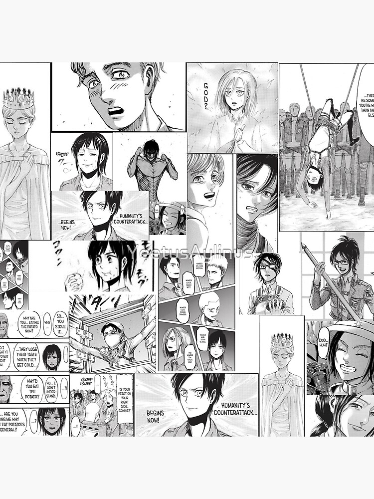 Attack On Titan Manga Panels Art Board Print By Yeetusaylinus Redbubble The race of giants leads to the suspension of human evolution. redbubble