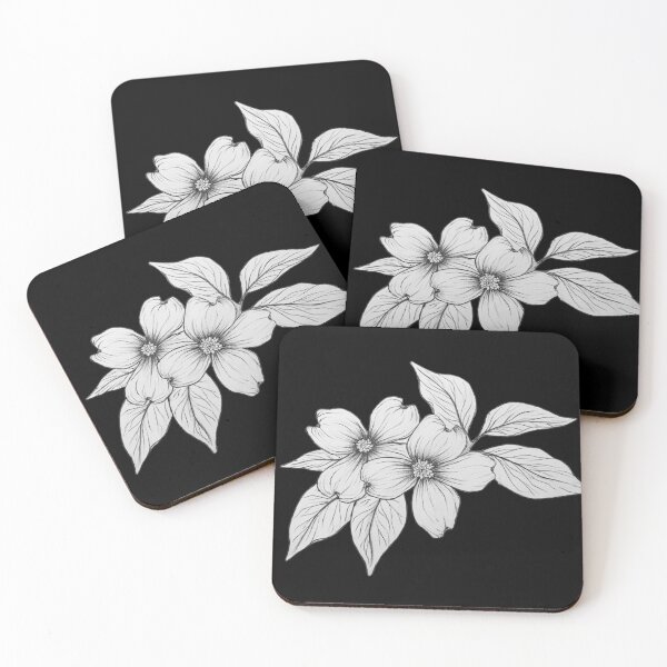 Item preview, Black and white dogwood flowers designed and sold by kennathacker.