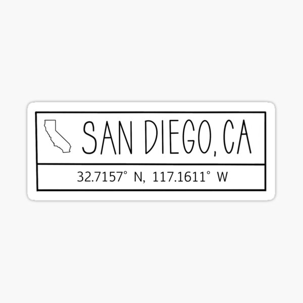 San Diego California Coordinates Sticker