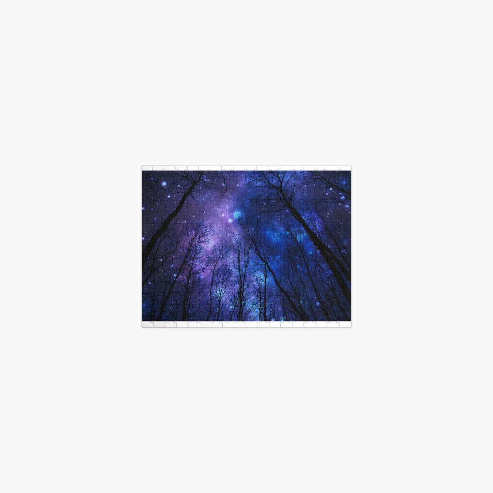 Black Trees Deep Blue Purple Space Jigsaw Puzzle