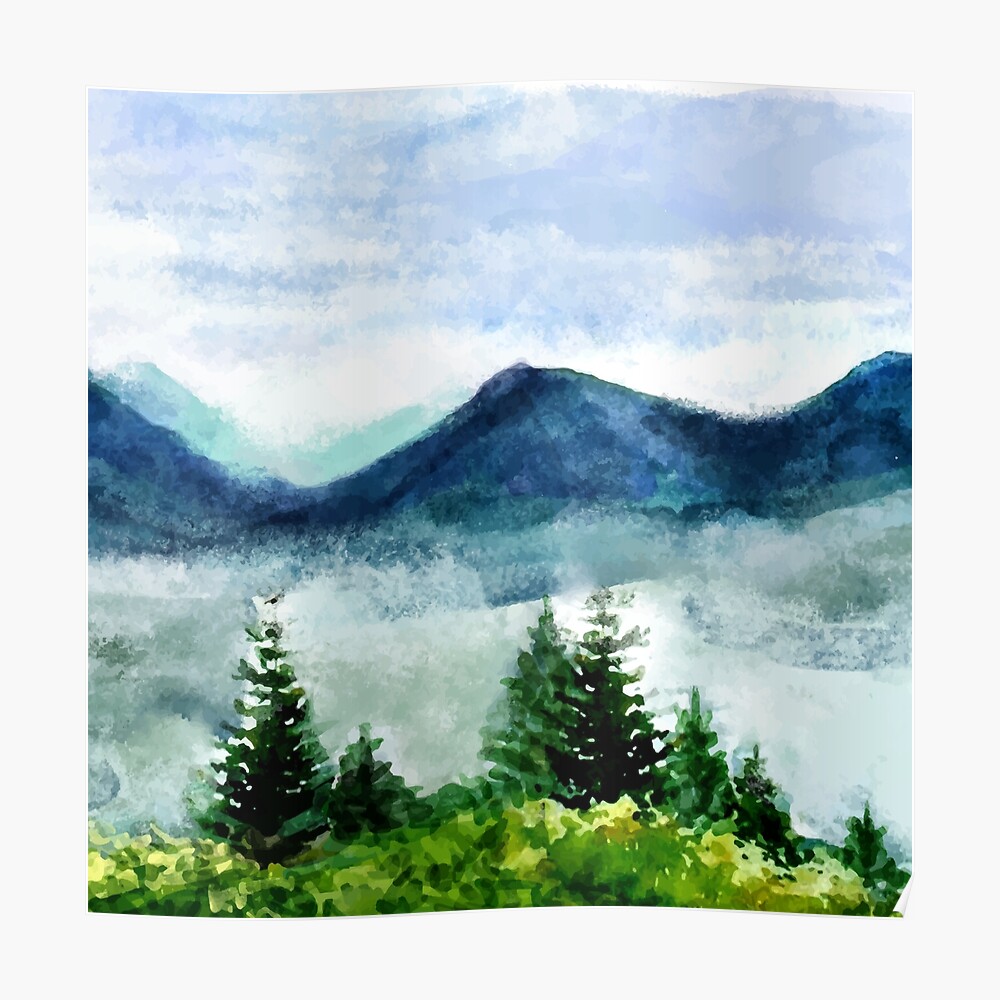 Watercolor Mountain Landscape Mask By Renju1902 Redbubble