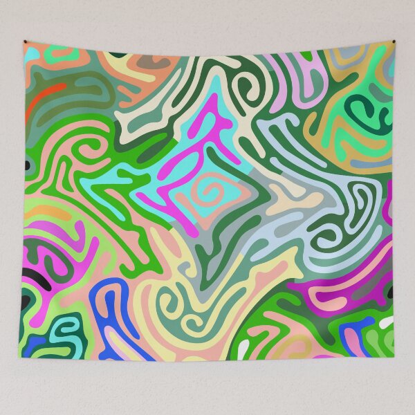 Item preview, colorful waves. Fantastic art with decorative texture, Surreal doodle pattern, colors abstract designed and sold by mashmosh.