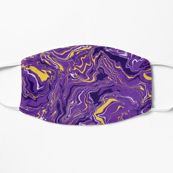 Purple, Yellow, Navy Blue & White Marble Flat Mask
