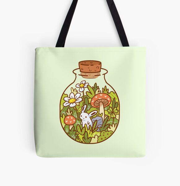 Lapin dans une bouteille Tote bag doublé