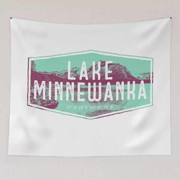 Item preview, Lake Minnewanka Hexagon Banff National Park, Alberta Canada in Mint Green and Burgundy designed and sold by borednomad.
