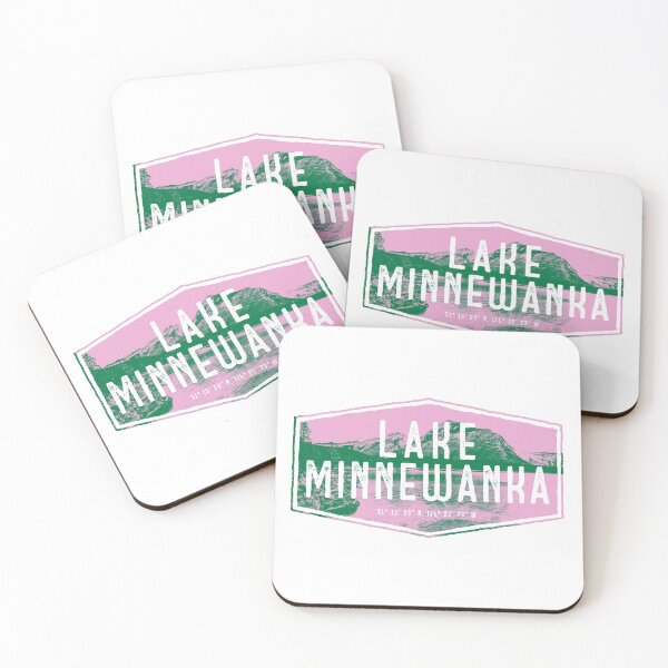 Item preview, Lake Minnewanka Hexagon Banff National Park, Alberta Canada in Pink and Green designed and sold by borednomad.