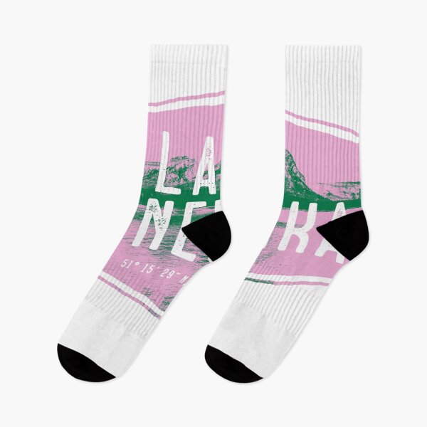 Item preview, Lake Minnewanka Hexagon Banff National Park, Alberta Canada in Pink and Green designed and sold by borednomad.