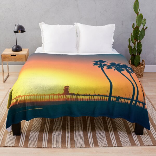 Item preview, Southern California Huntington Beach Pier Palm Trees Sunset designed and sold by JimNEmDesigns.