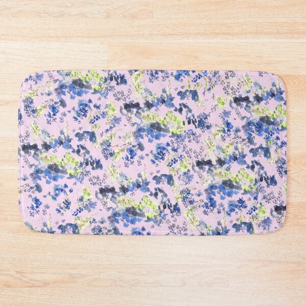 Item preview, Doodle blue flowers pattern, Light Pink background designed and sold by mhailittlearts.