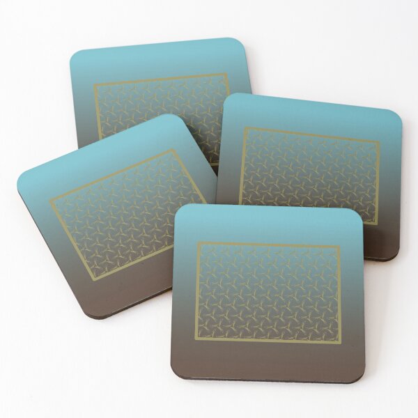 Item preview, A rich gold pattern Captured in a frame on a gradient turquoise to tan designed and sold by PetaJaneHome.