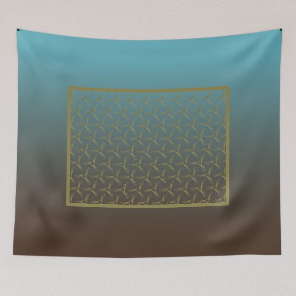 Item preview, A rich gold pattern Captured in a frame on a gradient turquoise to tan designed and sold by PetaJaneHome.
