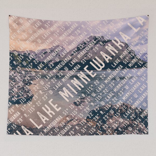 Item preview, Lake Minnewanka Text Print Banff National Park Canada designed and sold by borednomad.