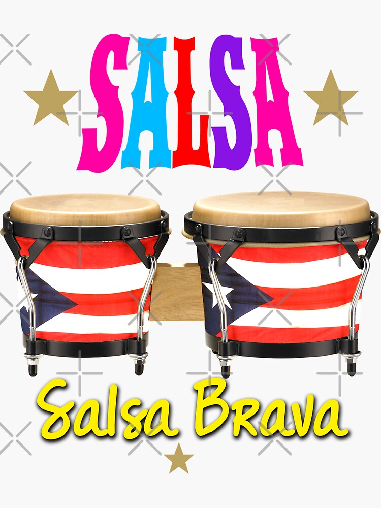 "Bongos Puerto Rico Salsa Salsa Brava" Sticker by LeoZitro Redbubble